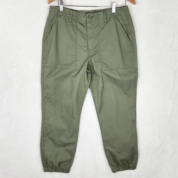 Sanctuary Women's 30 Green Cotton Maya Jogger Pants Patch Pocket Elastic Cuffs - Picture 1 of 7
